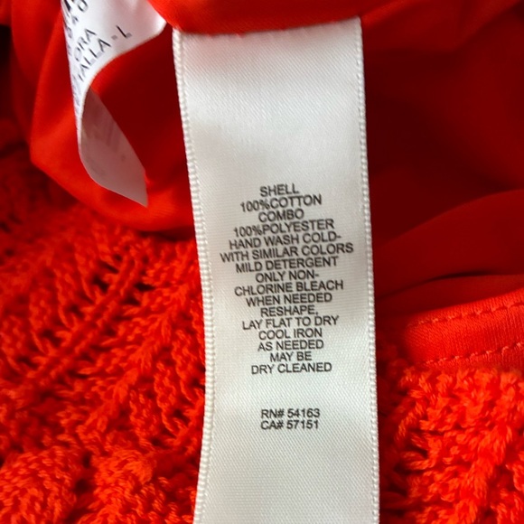 Eliza J Vibrant Orange Halter Midi Sheath Crochet Dress L - Picture 12 of 15